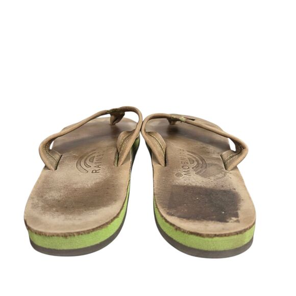 Rainbow Sandals Men's Sz 7.5 - 8.5 Tan Green 1 " Leather Straps Double Layer - Picture 11 of 15